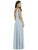 Social Bridesmaids - 8180 Sleeveless V-Neck Evening Dress with Slit In Gray