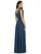 Social Bridesmaids - 8180 Sleeveless V-Neck Evening Dress with Slit In Blue
