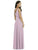 Social Bridesmaids - 8180 Sleeveless V-Neck Evening Dress with Slit In Pink