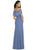 Social Bridesmaids - 8182 Ruffled Off-Shoulder Evening Dress In Blue