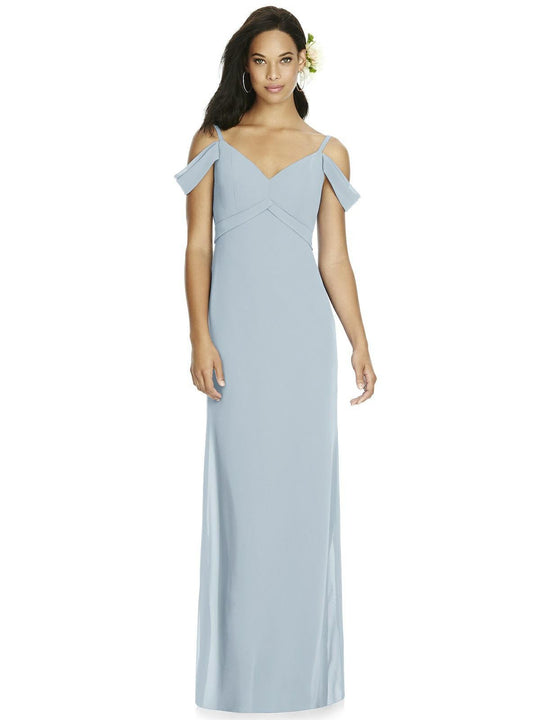 Social Bridesmaids - 8183 V-Neck Empire Evening Dress In Gray