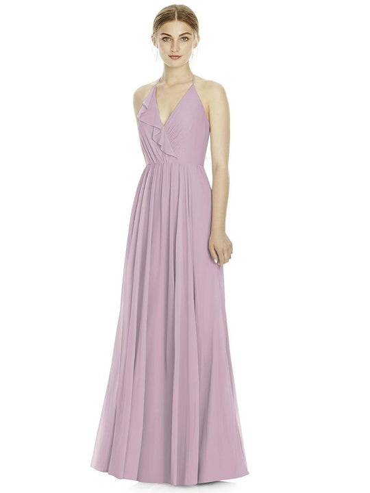 Jy - Jenny Yoo - JY534 Halter V-neck Lux Chiffon A-line Dress In Pink
