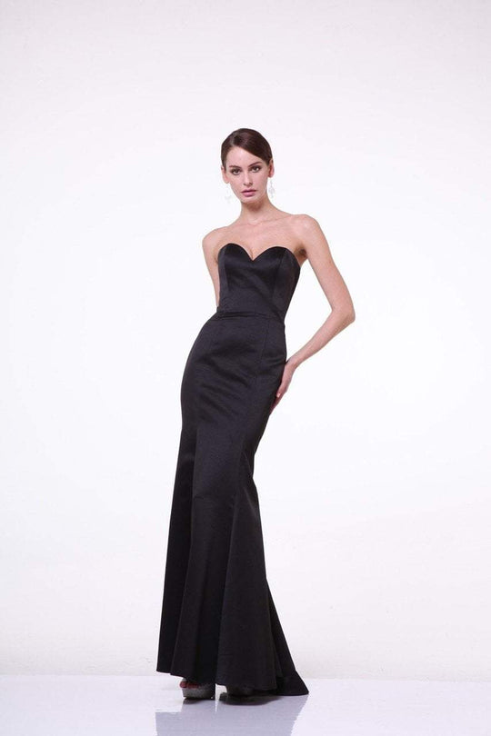Cinderella Divine - Strapless Sweetheart Neckline Satin Trumpet Gown 8792 In Black