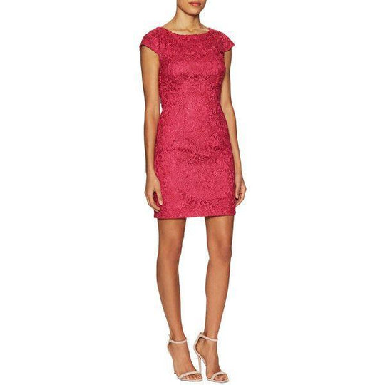 Aidan Mattox - 151A12340 Cap Sleeve Cutout Back Lace Dress in Pink