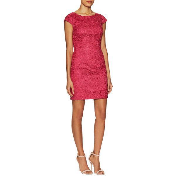 Aidan Mattox - 151A12340 Cap Sleeve Cutout Back Lace Dress in Pink