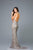 Scala - 48959 Fully Sequined Halter V-neck Fitted Dress In Gray and Silver