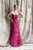 Theia - Layered and Ruffled Long Dress 881260 in Pink