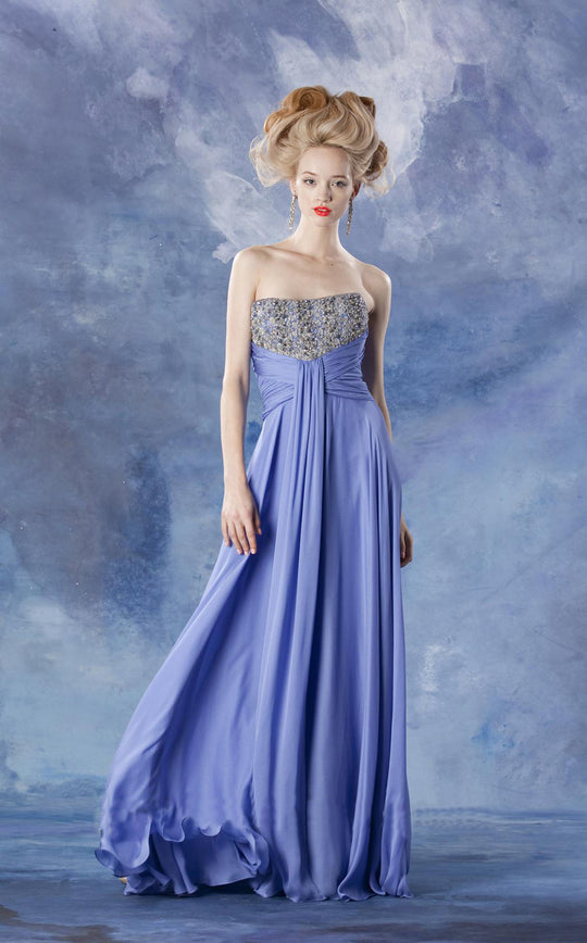 Theia - Strapless Embellished Dress 881666 in Blue