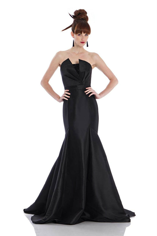 Theia - 882041 Asymmetrical Front Sequined Evening Dress  in Black