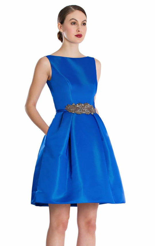 Theia - 882097 Embellished Structured Cocktail Dress in Blue