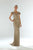 Theia  - 882299 Embellished Scoop Short Sleeves Sheath Dress in Gold