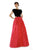 Theia - 882375 Cap Sleeve Contrast Floral Print Evening Gown in Pink