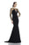 Theia - Lace Sleeve Mermaid Gown 882520 in Black and Gold