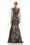 Theia  - 882562 Embellished Bateau Trumpet Gown in Blue and Gold