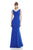 Theia - 882762 Sleeveless Draped Jersey Long Gown in Blue