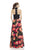 Theia - Floral Print Long Dress 882808 in Black and Floral