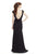 Theia V-Neck Cowl Back Stretch Evening Gown 882820 In Black