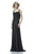 Theia - 882855 Square Neck Sleeveless Cowl Back Gown in Black