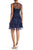 Taylor - 9711M Embroidered Floral Appliqued Short Dress In Blue