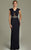 88405 Twisted V-neck Jeweled Sheath Dress