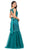 Dancing Queen - 8851 Beaded Lace Open Back Mermaid Evening Dress in Green