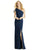 After Six - 6769 Bow Accent One Shoulder Crepe Dress In Blue
