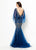 Montage by Mon Cheri - 219990W Embroidered Tulle Trumpet Dress In Blue and Gray