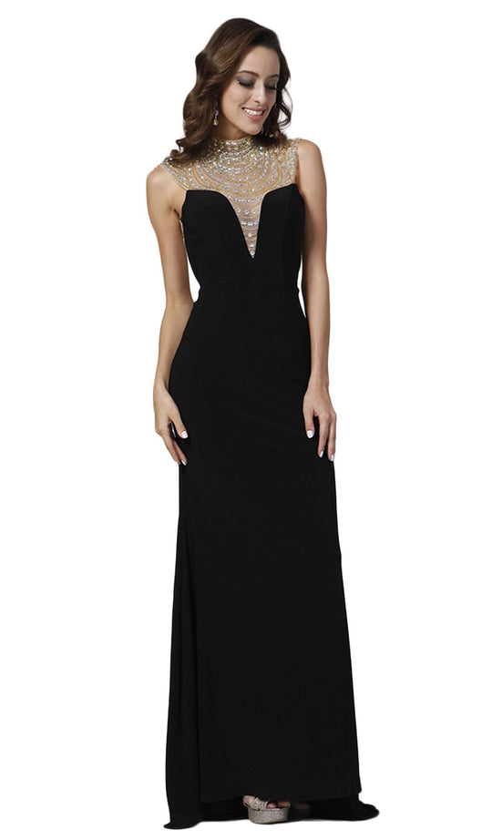 Dazzled Illusion High Neck Sheath Dress