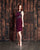 Alexander by Daymor - 890 Crystal Beaded Bateau Knee Length Fitted Dress In Purple