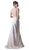 Cinderella Divine - Floral Applique Illusion Bateau Sheath Dress