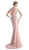 Cinderella Divine - Floral Applique Illusion Bateau Sheath Dress