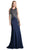 Cinderella Divine - Floral Applique Illusion Bateau Sheath Dress
