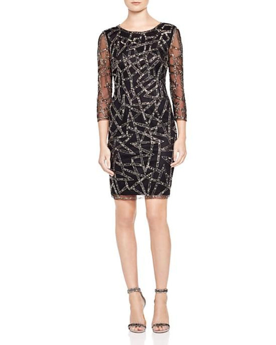 Adrianna Papell - Jewel Cutout Mesh Dress 41912680 in Black