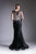 Cinderella Divine - 8933 Cap Sleeve Metallic Appliqued Mermaid Gown In Black and Gold