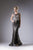 Cinderella Divine - 8933 Cap Sleeve Metallic Appliqued Mermaid Gown In Black and Silver