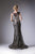 Cinderella Divine - 8933 Cap Sleeve Metallic Appliqued Mermaid Gown In Black and Silver