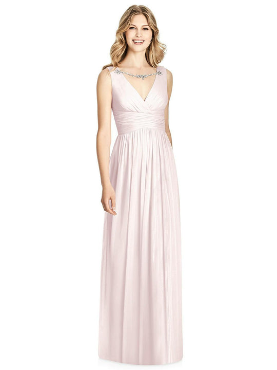 Jenny Packham - JP1005 Vintage Jewel Adorned Crisscross Midriff Gown In Pink