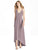 Jenny Packham - JP1006 Lux Chiffon Ruffled V-neck High Low Dress In Pink