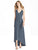 Jenny Packham - JP1006 Lux Chiffon Ruffled V-neck High Low Dress In Gray