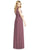 Social Bridesmaids - 8185 Sleeveless Deep V-Neck Matte Chiffon Gown In Pink