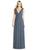 Social Bridesmaids - 8185 Sleeveless Deep V-Neck Matte Chiffon Gown In Gray and Silver