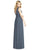 Social Bridesmaids - 8185 Sleeveless Deep V-Neck Matte Chiffon Gown In Gray and Silver