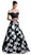 Cinderella Divine - 8945 Beaded Lace Bodice Floral A-Line Gown In Black and Floral