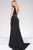 JVN50372 Fitted Cap Sleeves Slit Dress