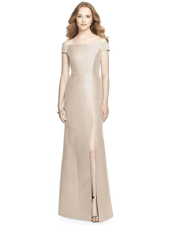 Alfred Sung - D751 Off Shoulder High Slit Trumpet Gown In Neutral