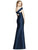 Alfred Sung - D751 Off Shoulder High Slit Trumpet Gown In Blue