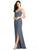 Dessy Collection - 3013 Crepe Sleeveless V-neck Trumpet Dress In Gray