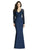 Dessy Collection - 3014 Long Sleeve Lace and Crepe Dress In Blue