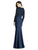Dessy Collection - 3014 Long Sleeve Lace and Crepe Dress In Blue
