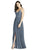 Dessy Collection - 3019 Vneck Crisscross Back Chiffon Dress In Silver and Gray